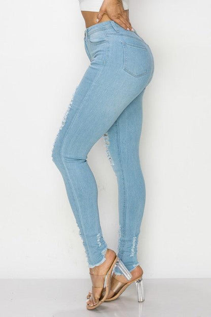LO-195 High rise distressed skinny jeans - RK Collections Boutique