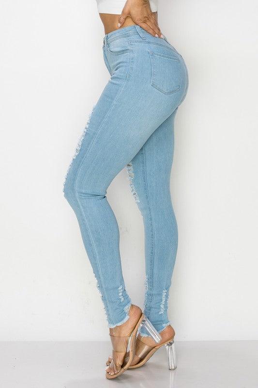 LO-195 High rise distressed skinny jeans