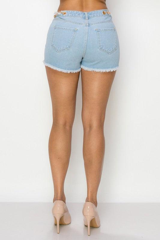 side chain detailed denim shorts - RK Collections Boutique
