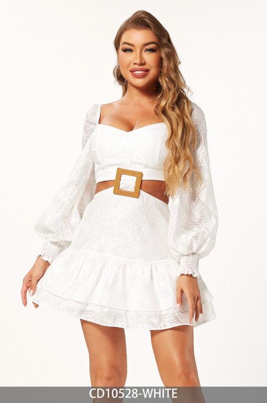 cutout mini dress with puffy bell long sleeve - RK Collections Boutique