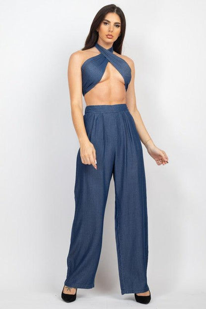 tube tied top & wide pant set - RK Collections Boutique