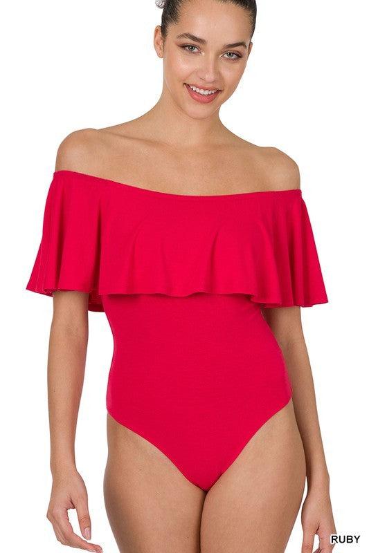 ruffle off the shoulder bodysuit - RK Collections Boutique
