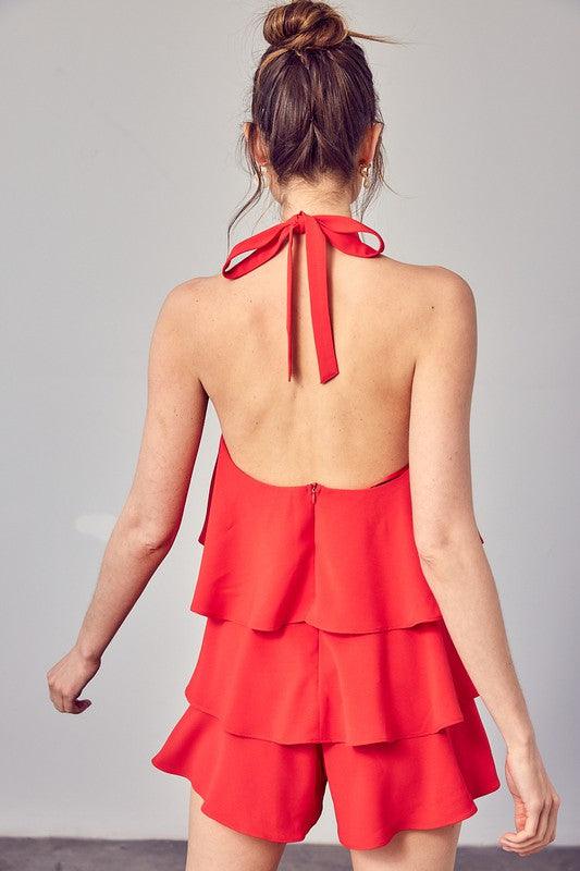 ruffle tired halter neck romper - RK Collections Boutique