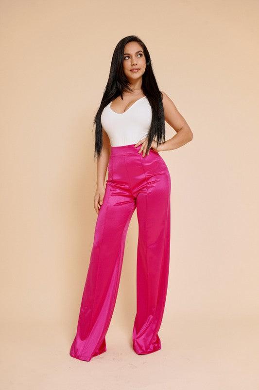 Desiree Satin Stretch High Waisted Pants - RK Collections Boutique