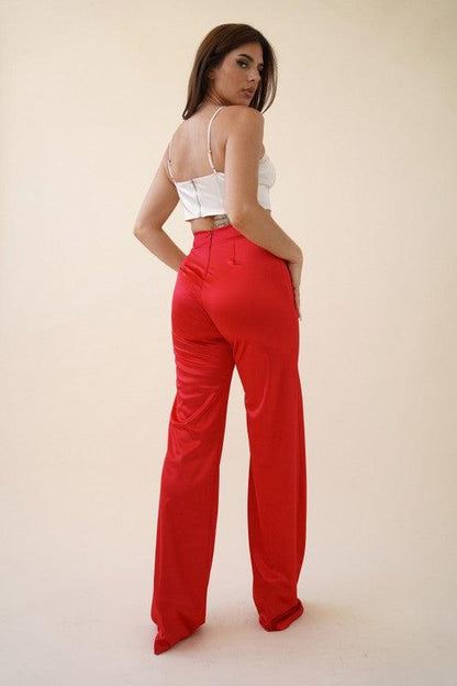 Desiree Satin Stretch High Waisted Pants - RK Collections Boutique
