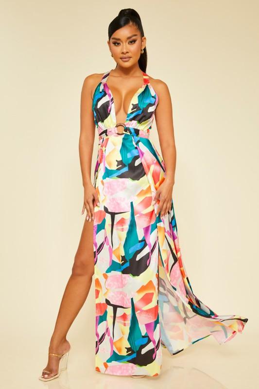 flowy maxi dress with o-ring - RK Collections Boutique