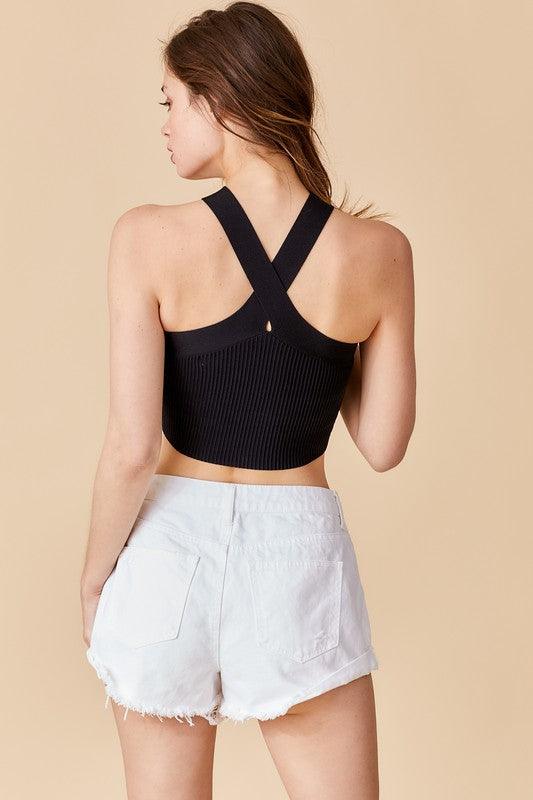 halter criss cross sweater tank top - RK Collections Boutique