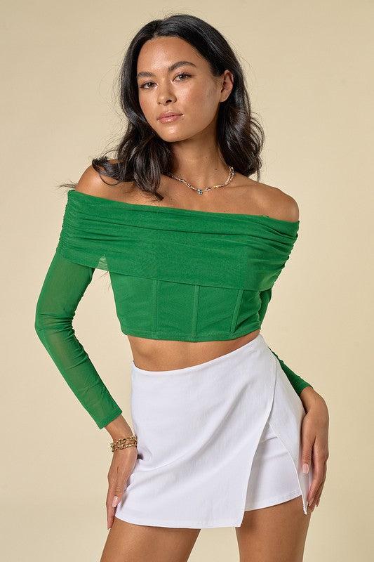 off the shoulder mesh top - RK Collections Boutique