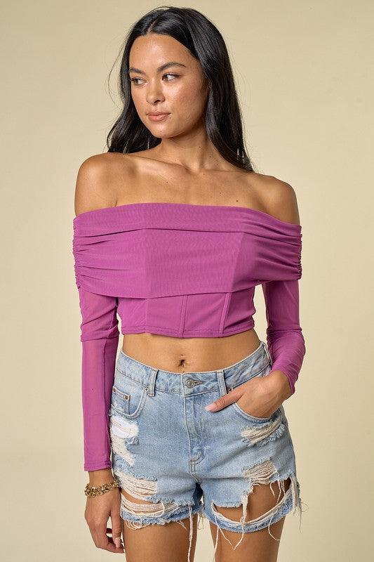 off the shoulder mesh top - RK Collections Boutique