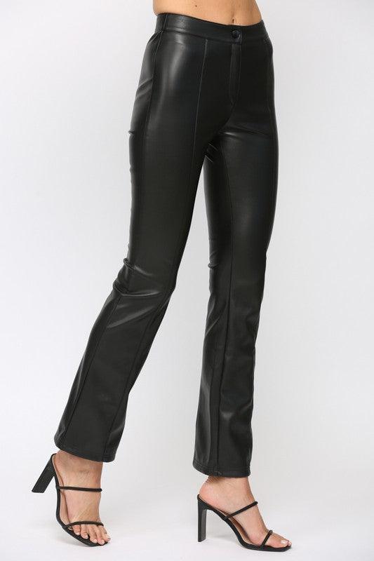 flare leg faux leather pants - RK Collections Boutique