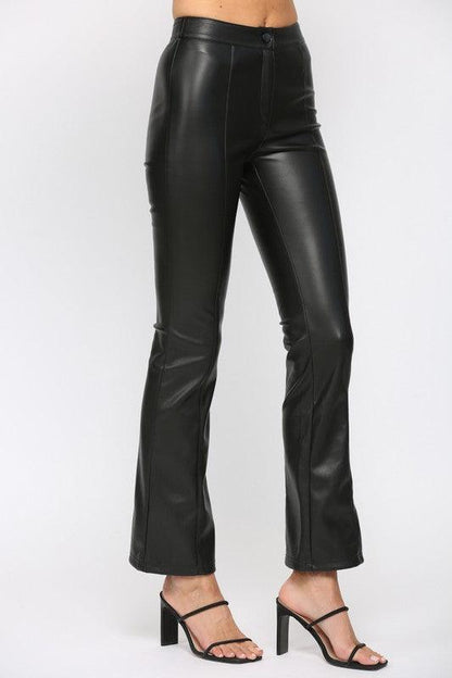 flare leg faux leather pants - alomfejto