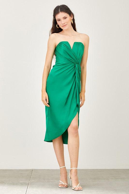 wrap strapless midi dress - RK Collections Boutique