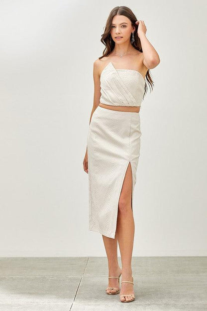 tonal snake skin strapless crop top - RK Collections Boutique