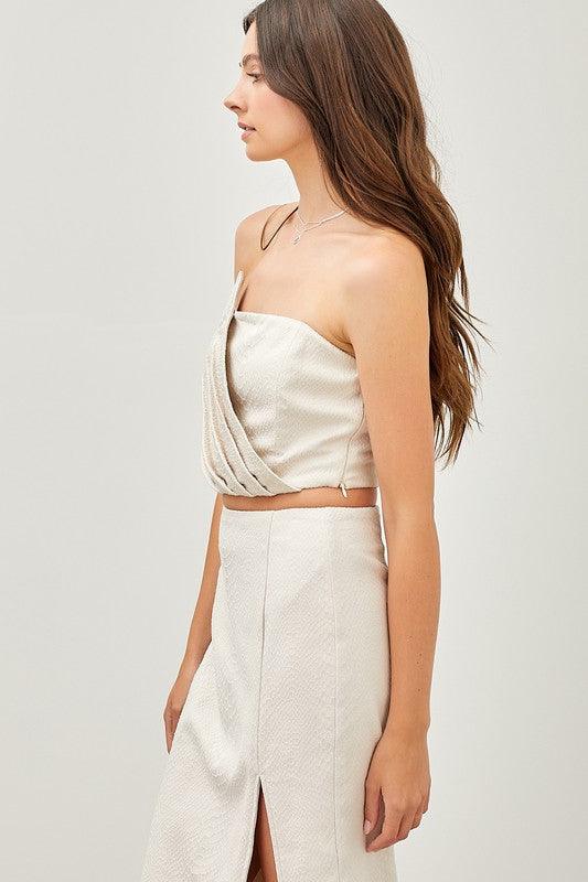 tonal snake skin strapless crop top - RK Collections Boutique