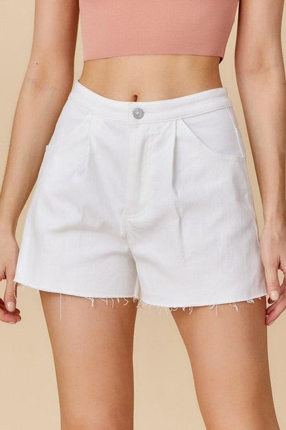 high waist raw edge jean shorts - RK Collections Boutique