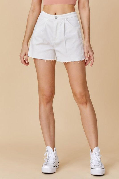 high waist raw edge jean shorts - alomfejto