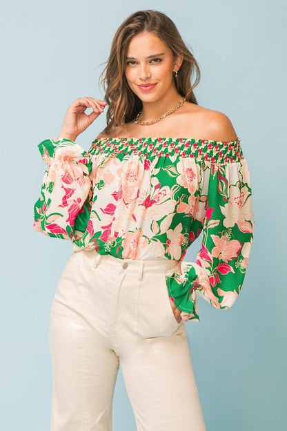 off the shoulder floral top - RK Collections Boutique