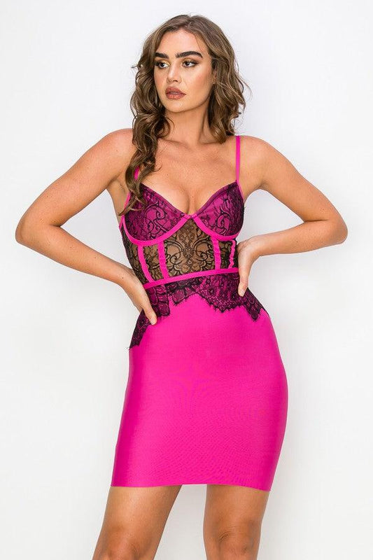 lace overlay bandage bustier dress - RK Collections Boutique