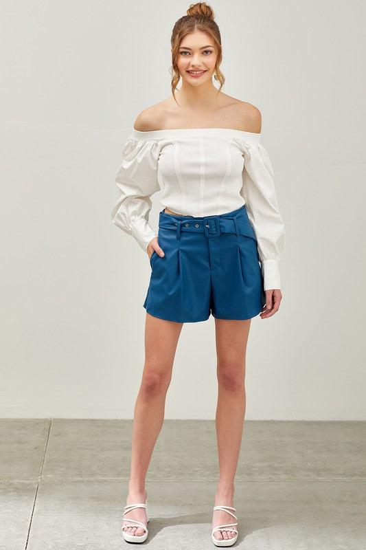 belted faux leather shorts - tarpiniangroup