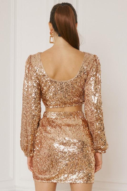 long sleeve sequin crop top - RK Collections Boutique