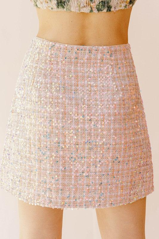 tweed sequin mini skirt