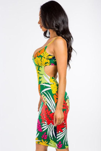 tropical floral tie back dress - RK Collections Boutique