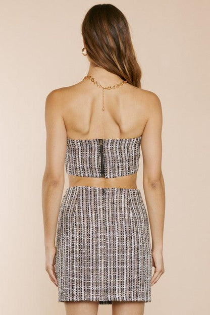 sweetheart neckline tweed tube top - RK Collections Boutique