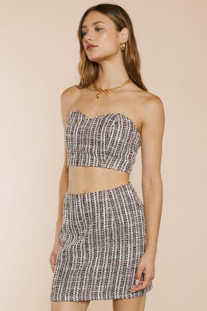 sweetheart neckline tweed tube top - RK Collections Boutique