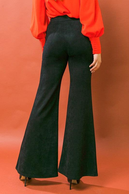 Faux suede flare pant