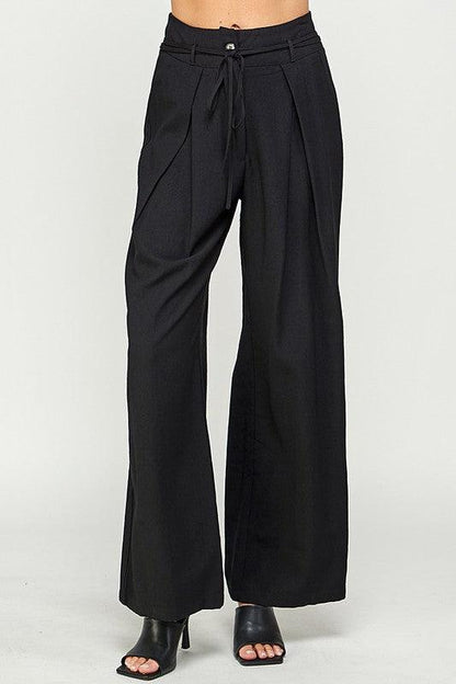 Wide Leg Pants with Tucked Pleats - RK Collections Boutique