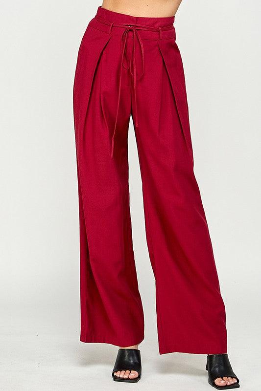Wide Leg Pants with Tucked Pleats - RK Collections Boutique
