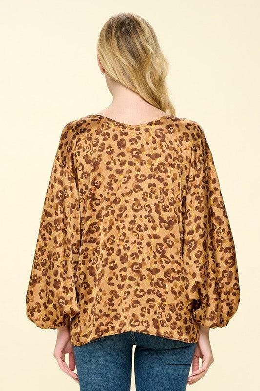 PLUS Leopard print balloon sleeve blouse - RK Collections Boutique