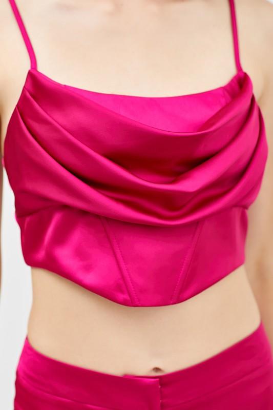 draped satin crop tank - RK Collections Boutique