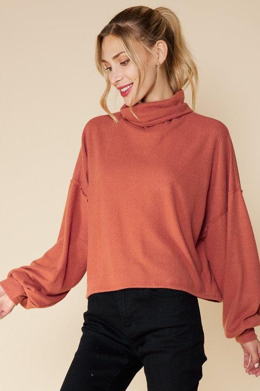 brushed turtle neck dolman sweater - RK Collections Boutique