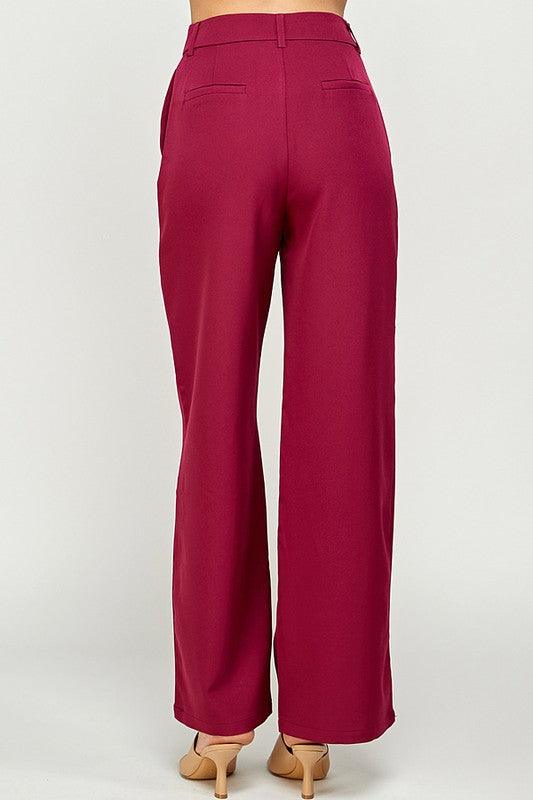Wide Leg Long Pants with Button Detail - RK Collections Boutique
