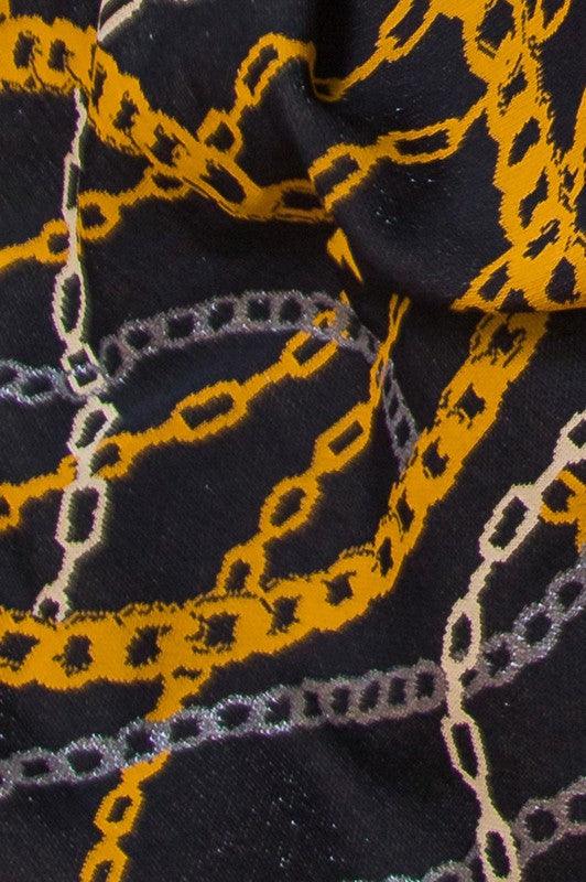 PLUS chain print long sleeve midi sweater dress - tikolighting