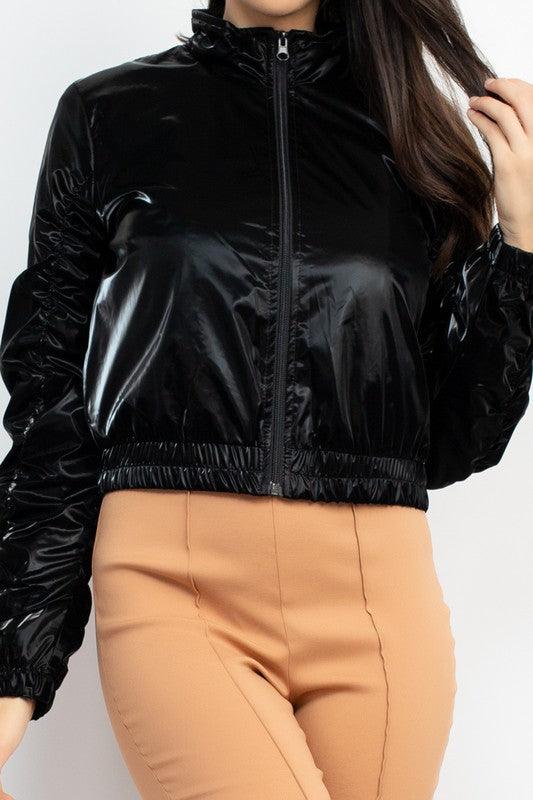 Shiny Slick Windbreaker Bomber Jacket - RK Collections Boutique