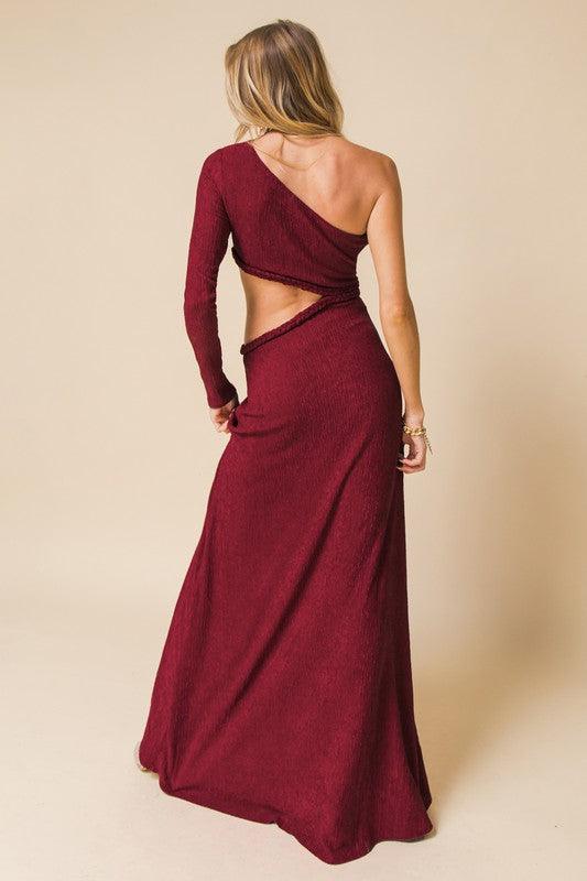 one sleeve cut out maxi dress