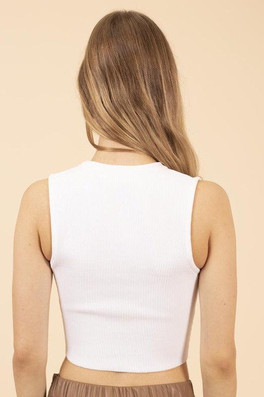 ribbed crew neck sleeveless bandage crop top - RK Collections Boutique