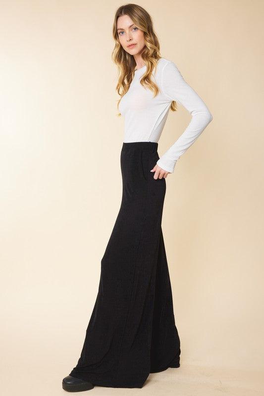 elastic wide leg pant w/pockets - RK Collections Boutique