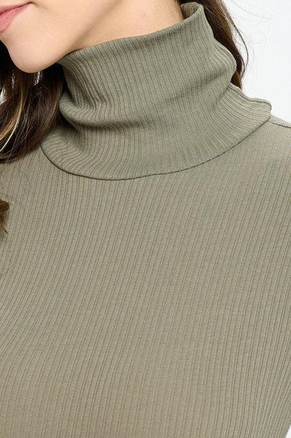 ribbed long sleeve turtleneck bodysuit - RK Collections Boutique
