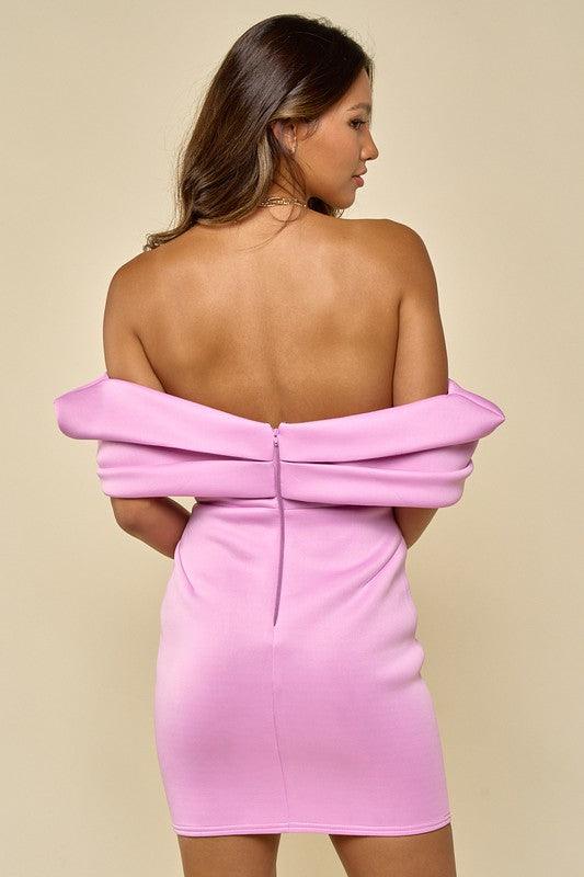 off the shoulder peek-a-boo bow dress - RK Collections Boutique