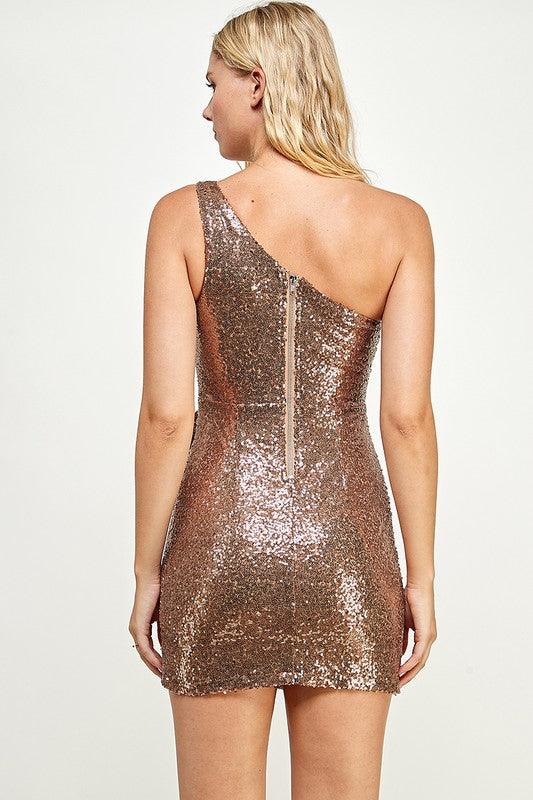 sequin one shoulder ruffle dress - RK Collections Boutique