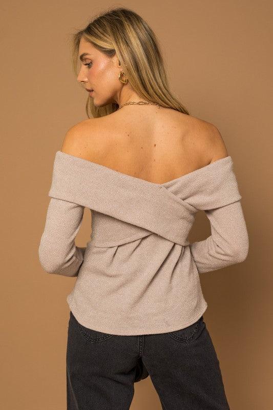 off shoulder back cross glitter top - RK Collections Boutique