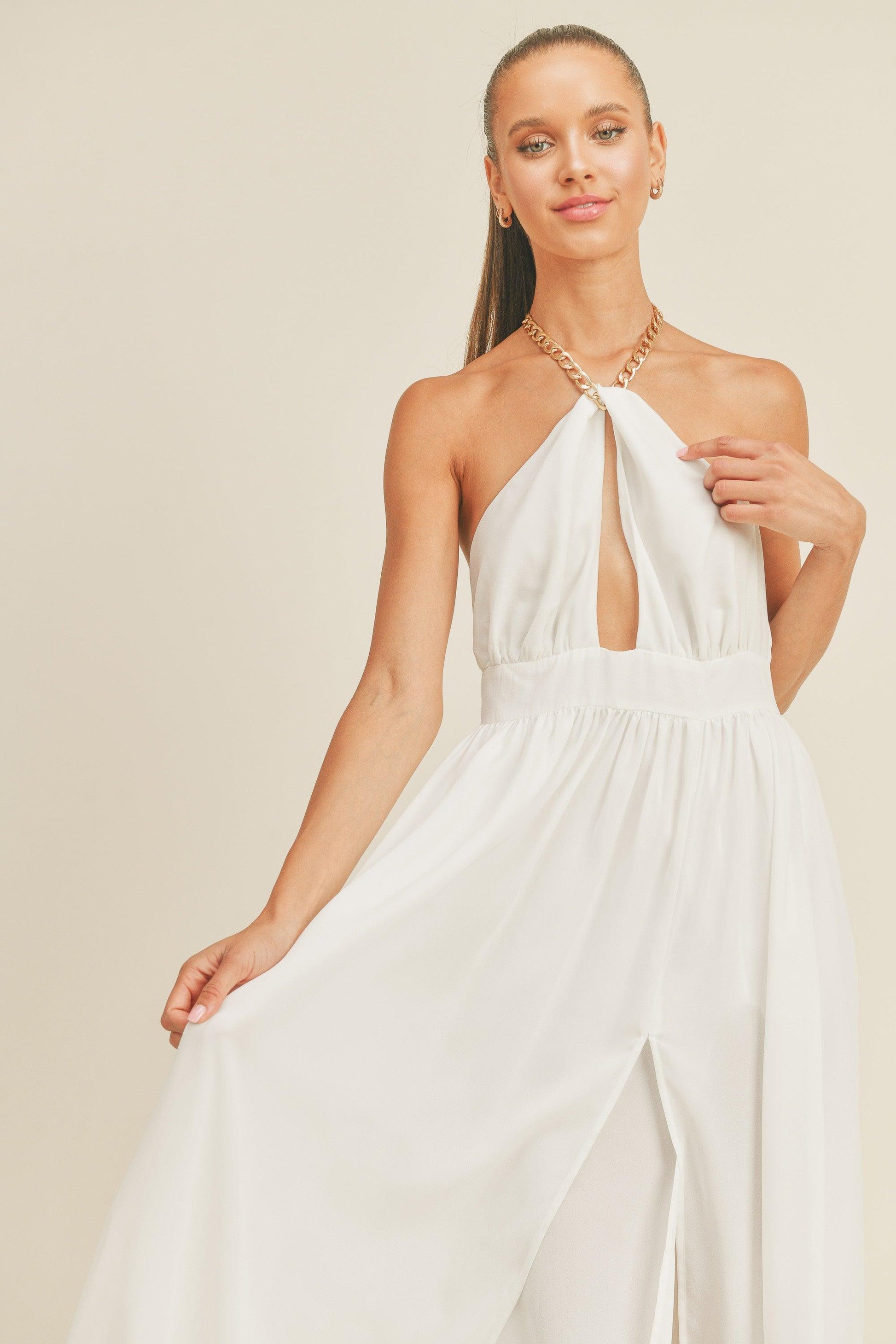 chain halter necklace maxi dress - RK Collections Boutique