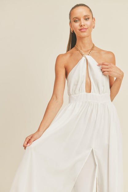 chain halter necklace maxi dress - alomfejto