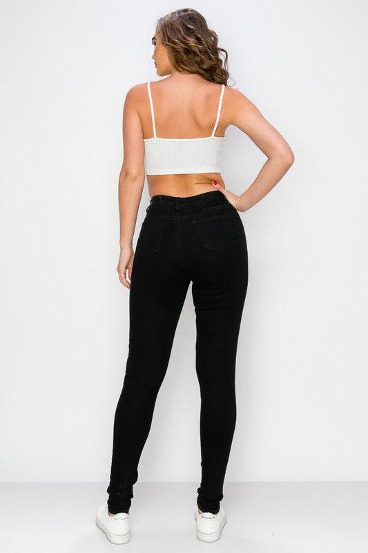 high waist stretch destroyed skinny jeans - RK Collections Boutique