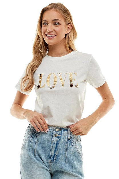 LOVE jeweled graphic tee - RK Collections Boutique