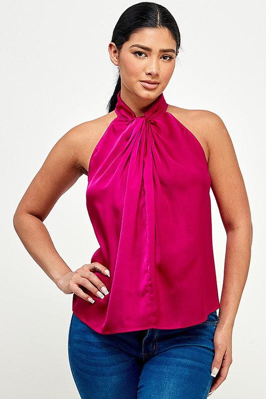 Halter Top Knotted Neck Detail