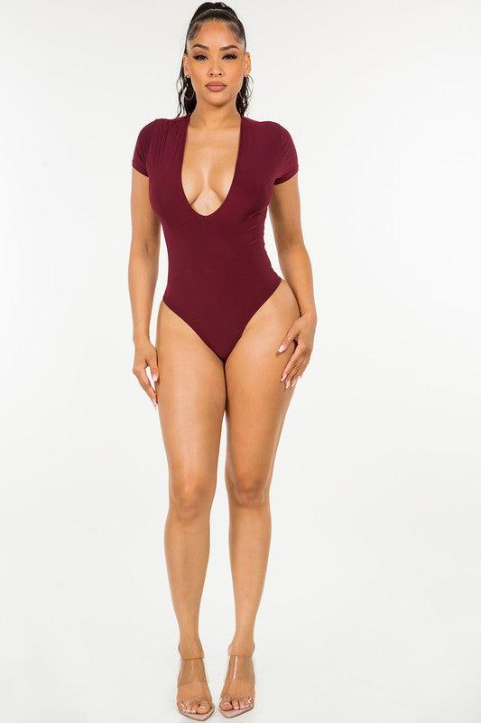 deep v short sleeve bodysuit - RK Collections Boutique